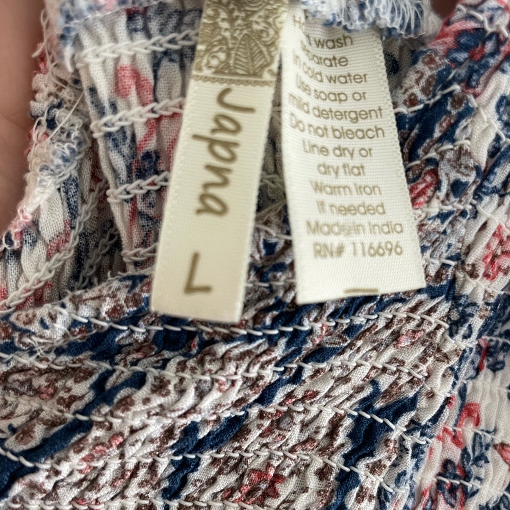 Japna Blue and Pink Ruched Smocked Midi Sundress - Picture 5 of 5